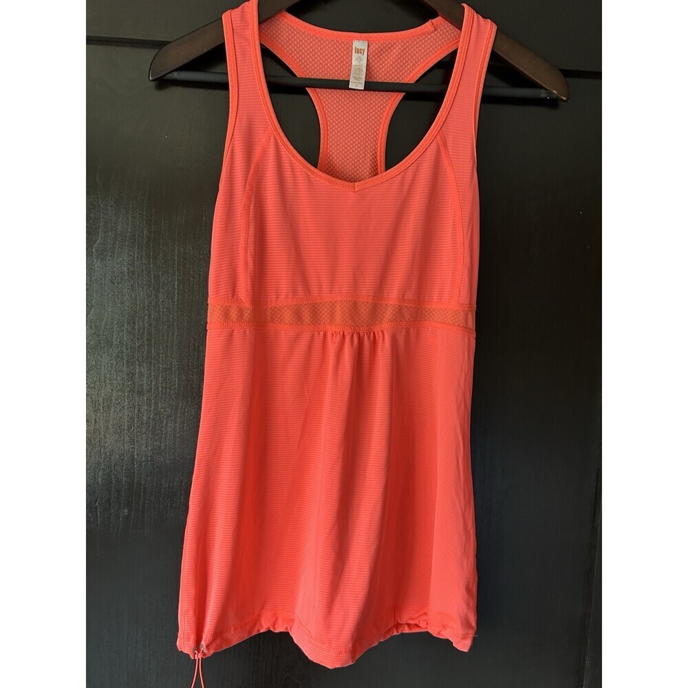 Lucy LucyPower Workout Racerback Tank Top Womens Bright Coral Pink Sz S